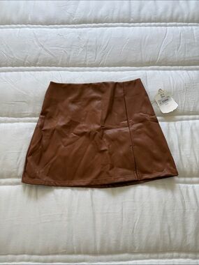 Altar'd State Brown Faux Leather Mini Skirt
